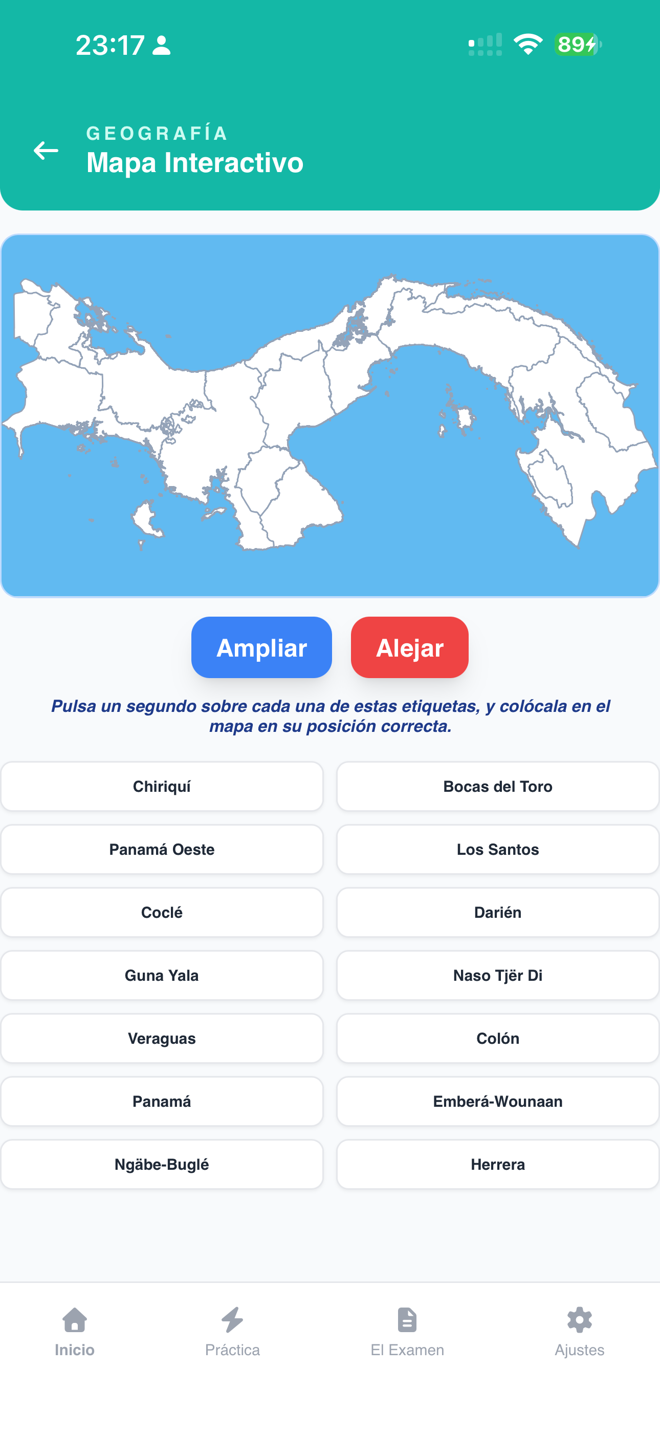 Captura 4: Mapa interactivo de las provincias y comarcas de Panamá